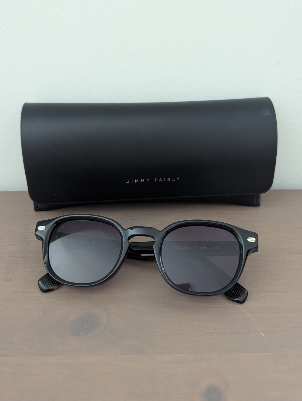 Jimmy Fairly Black Round Sunglasses Blue Brown